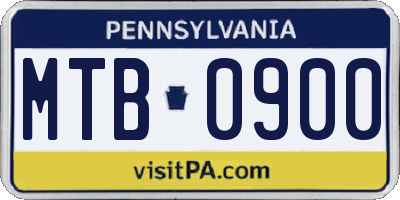 PA license plate MTB0900