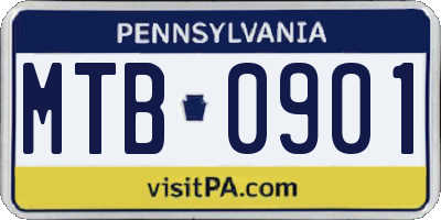 PA license plate MTB0901