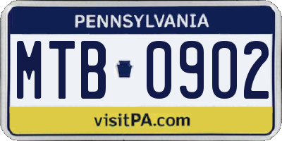 PA license plate MTB0902
