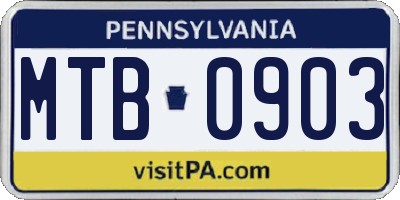 PA license plate MTB0903