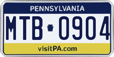 PA license plate MTB0904