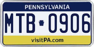 PA license plate MTB0906