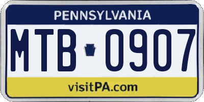 PA license plate MTB0907
