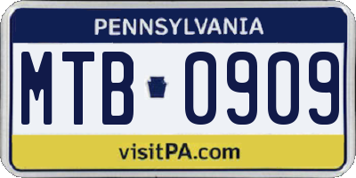 PA license plate MTB0909
