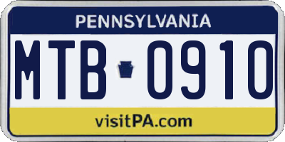 PA license plate MTB0910