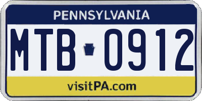 PA license plate MTB0912