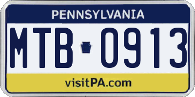 PA license plate MTB0913