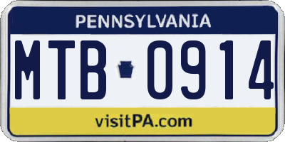 PA license plate MTB0914