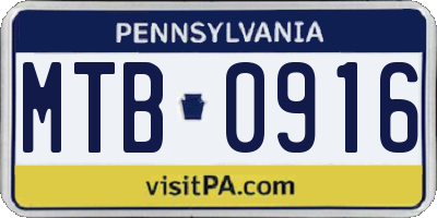 PA license plate MTB0916