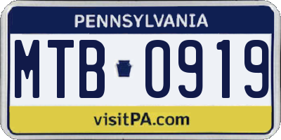 PA license plate MTB0919