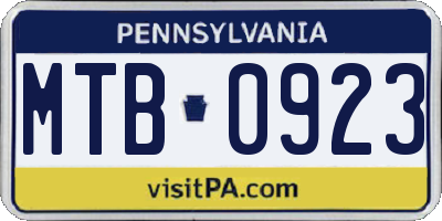 PA license plate MTB0923