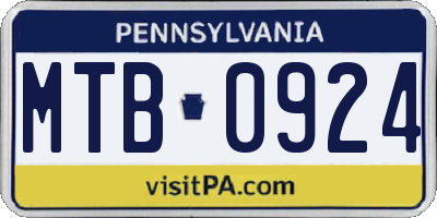 PA license plate MTB0924