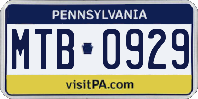 PA license plate MTB0929