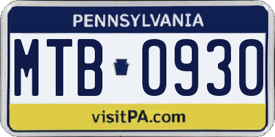 PA license plate MTB0930