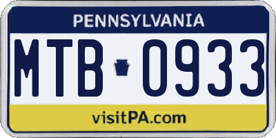 PA license plate MTB0933