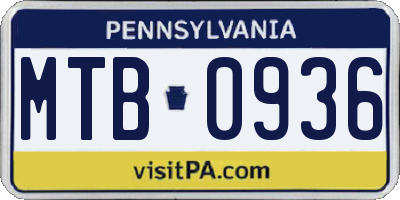 PA license plate MTB0936