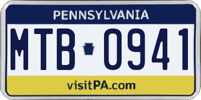 PA license plate MTB0941
