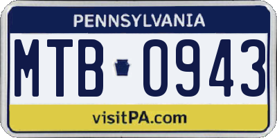 PA license plate MTB0943
