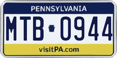 PA license plate MTB0944