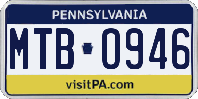 PA license plate MTB0946