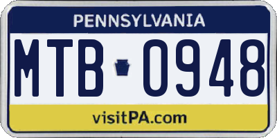 PA license plate MTB0948