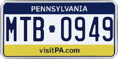 PA license plate MTB0949