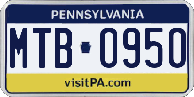 PA license plate MTB0950