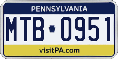PA license plate MTB0951