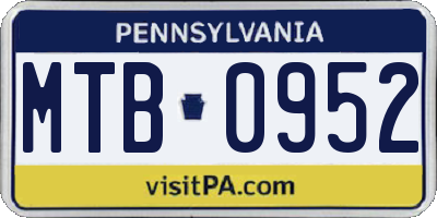 PA license plate MTB0952
