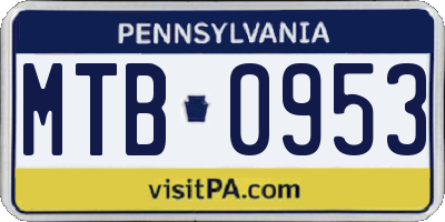 PA license plate MTB0953