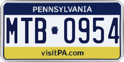 PA license plate MTB0954