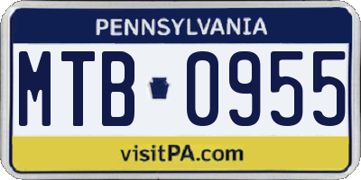 PA license plate MTB0955