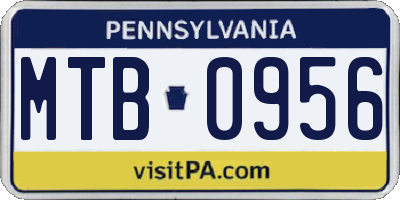 PA license plate MTB0956