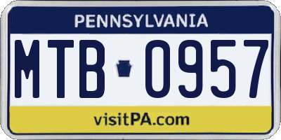 PA license plate MTB0957