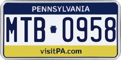 PA license plate MTB0958