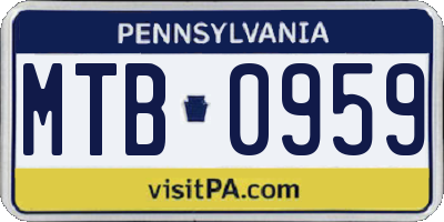 PA license plate MTB0959