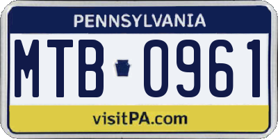 PA license plate MTB0961