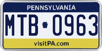 PA license plate MTB0963
