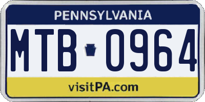 PA license plate MTB0964