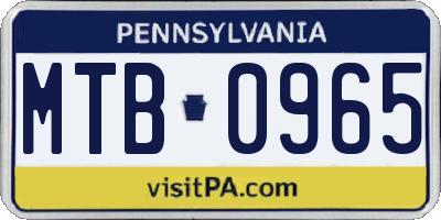 PA license plate MTB0965