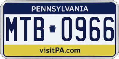 PA license plate MTB0966