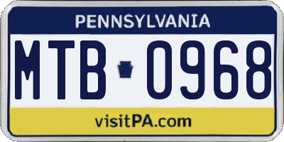 PA license plate MTB0968