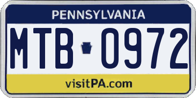 PA license plate MTB0972