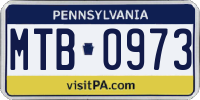 PA license plate MTB0973