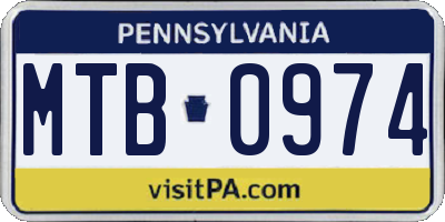 PA license plate MTB0974