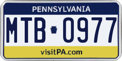 PA license plate MTB0977