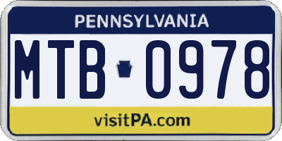 PA license plate MTB0978