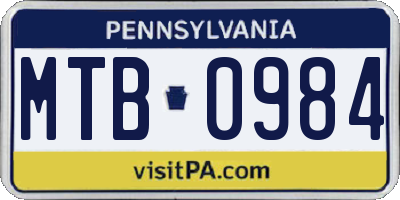 PA license plate MTB0984