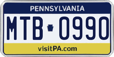 PA license plate MTB0990
