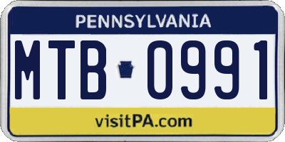 PA license plate MTB0991